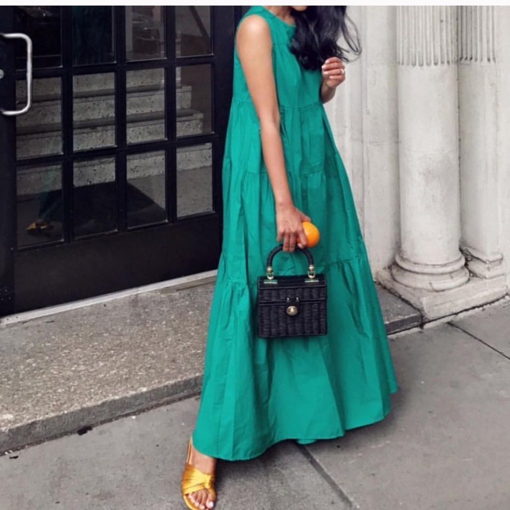 SOLD Who What Wear Green Tiered Maxi Dress